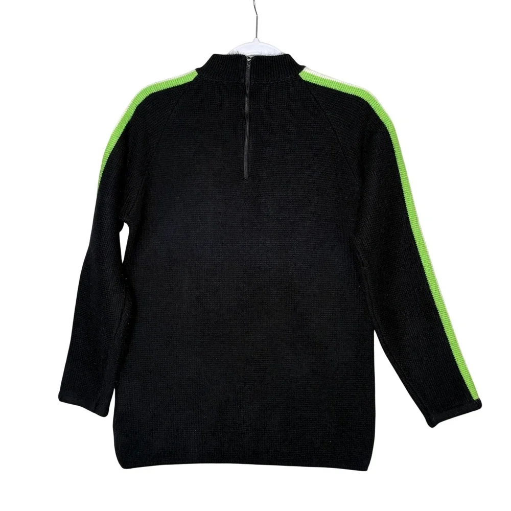 Vtg 70s Arcticwear Snowmobile Racing Sweater M 38 Black Gorpcore Moto Zip Back
